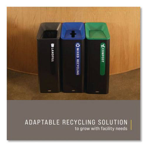 Rubbermaid Commercial Sustain Decorative Refuse with Recycling Lid, 23 gal, Metal/Plastic, Black/Green (2078992)