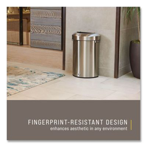 Rubbermaid Commercial Refine Series Half Round Waste Receptacle, 16 gal, Plastic/Stainless Steel (2147550)