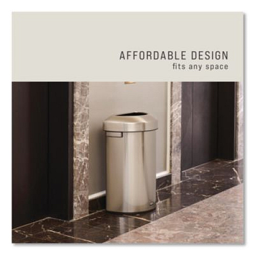 Rubbermaid Commercial Refine Series Half Round Waste Receptacle, 16 gal, Plastic/Stainless Steel (2147550)