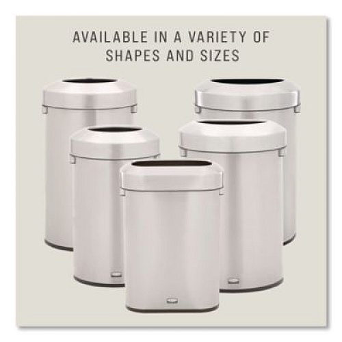Rubbermaid Commercial Refine Series Half Round Waste Receptacle, 16 gal, Plastic/Stainless Steel (2147550)