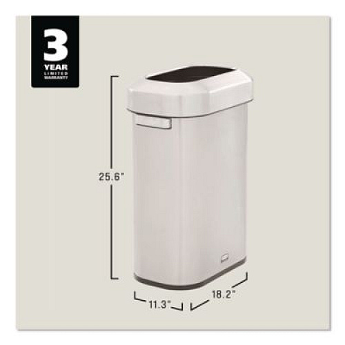 Rubbermaid Commercial Refine Series Waste Receptacle, 15 gal, Plastic/Stainless Steel (2147581)