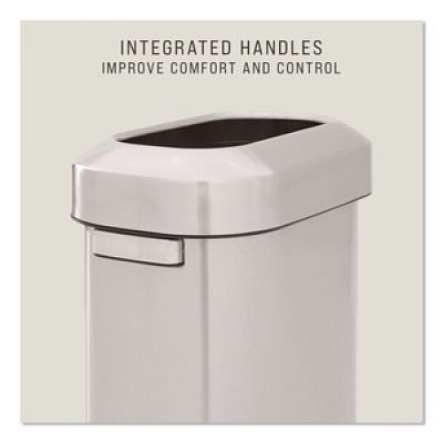 Rubbermaid Commercial Refine Series Waste Receptacle, 15 gal, Plastic/Stainless Steel (2147581)