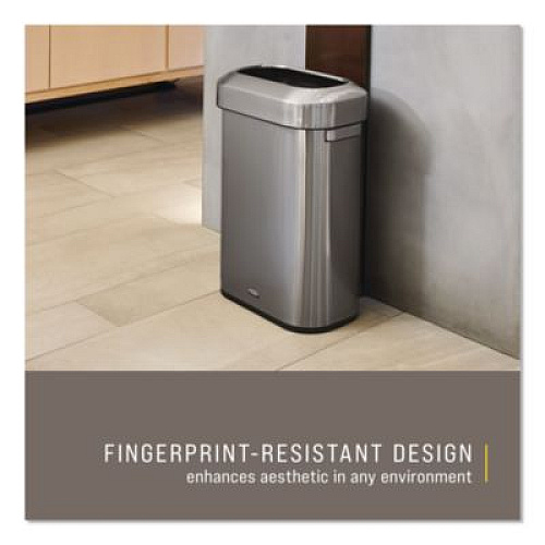 Rubbermaid Commercial Refine Series Waste Receptacle, 15 gal, Plastic/Stainless Steel (2147581)