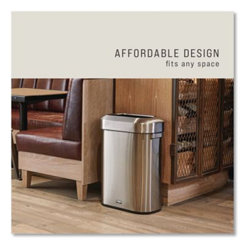 Rubbermaid Commercial Refine Series Waste Receptacle, 15 gal, Plastic/Stainless Steel (2147581)