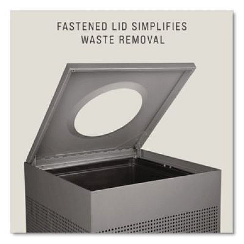 Rubbermaid Commercial Designer Line Silhouettes Waste Receptacle, 16 gal, Steel, Silver Metallic (SC14EPLSM)