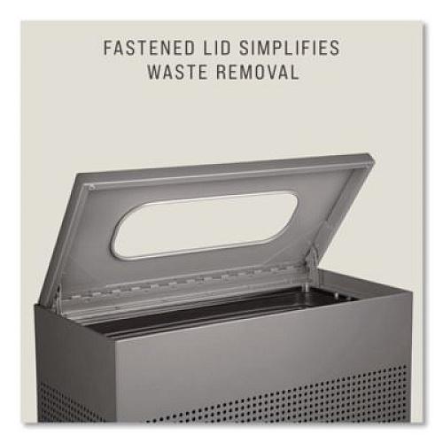 Rubbermaid Commercial Designer Line Silhouettes Waste Receptacle, 22.5 gal, Steel, Silver Metallic (SR18EPLSM)