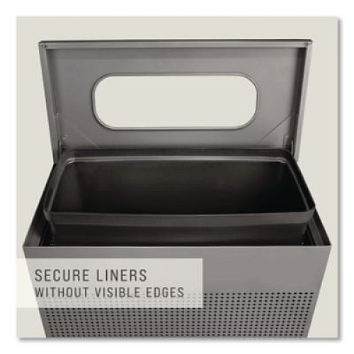 Rubbermaid Commercial Designer Line Silhouettes Waste Receptacle, 22.5 gal, Steel, Silver Metallic (SR18EPLSM)