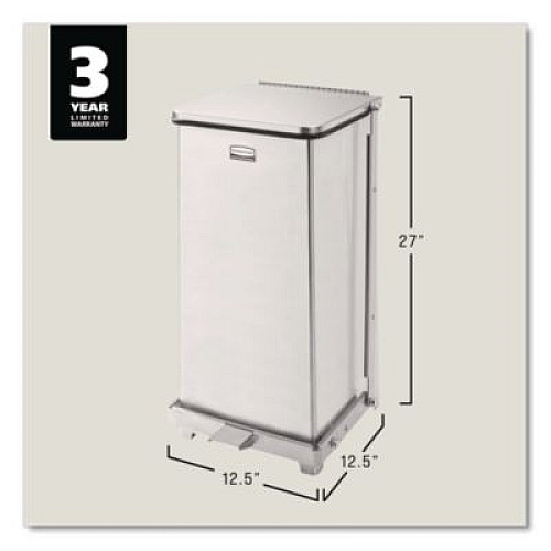 Rubbermaid Commercial Defenders Heavy-Duty Steel Step Can, 13 gal, Steel, Stainless Steel (ST24SSPL)