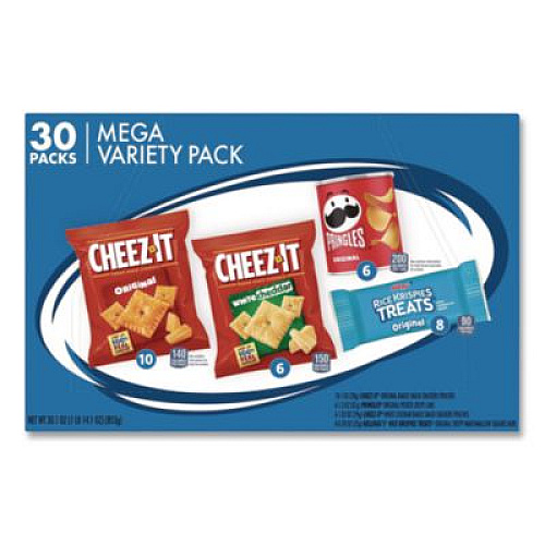 Mega Variety Pack, Cheez-Its, Pringles, Rice Krispies, Individually Wrapped, 30/Box (KEE00149)