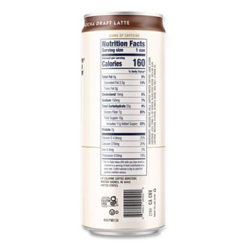 La Colombe Draft Latte Cold Brew, Mocha Latte, 11 oz Can, 12/Carton (LCT00500)