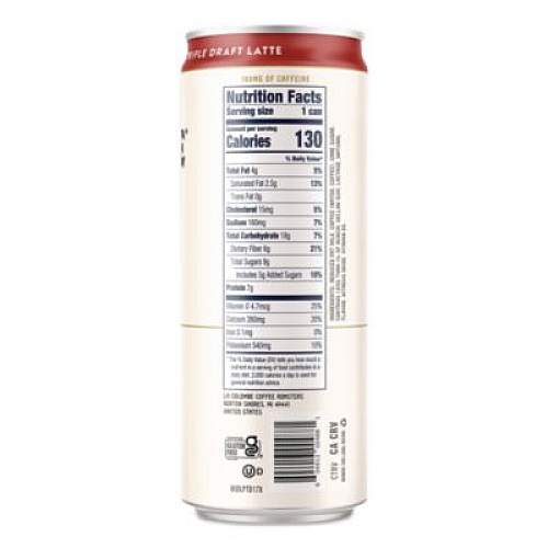 La Colombe Draft Latte Cold Brew, Triple Shot Espresso Latte, 11 oz Can, 12/Carton (LCT00501)