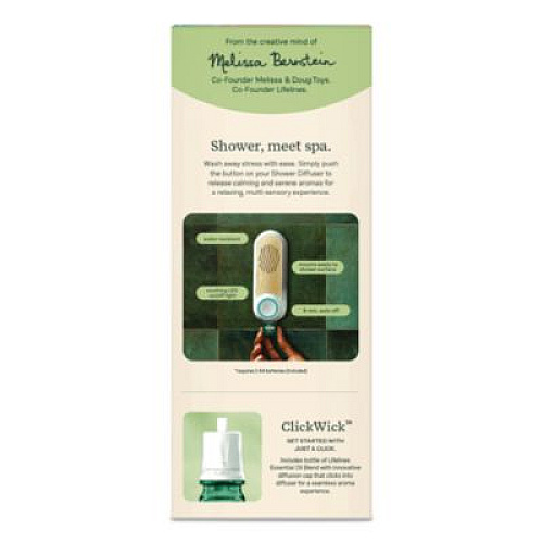 Lifelines Evaporative Aromatherapy Essential Oil Shower Diffuser/Crisp Mountain Air-Mint and Eucalyptus Oil,4.7 x 4.7 x 7.2,White/Ivory (111501)