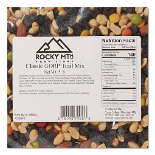 Mountain Manufacturing Rocky MTN Provisions Classic GORP Trail Mix, 5 lb Bag, 4/Carton (CDA79281)