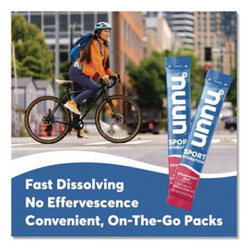 nuun Sport Hydration Electrolyte Powder Drink Mix, Strawberry Kiwi, 0.19 oz Stick, 10/Box (02394)
