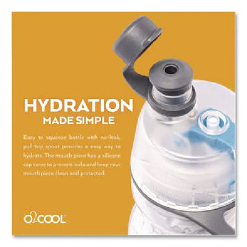 O2COOL Elite Mist 'N Sip Plastic Double-Wall Insulated Water Bottle, 20 oz, Ombre Blue (HMLDP07OMB)