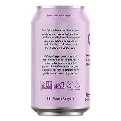 Prebiotic Soda, Classic Grape, 12 oz Can, 12/Carton (ICO70287)