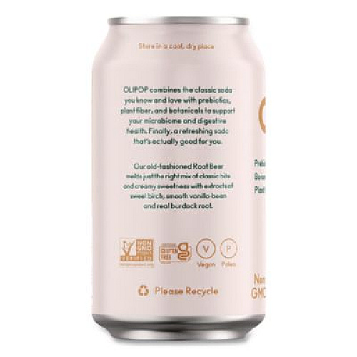 OLIPOP Prebiotic Soda, Root Beer, 12 oz Can, 12/Carton (ICO70288)