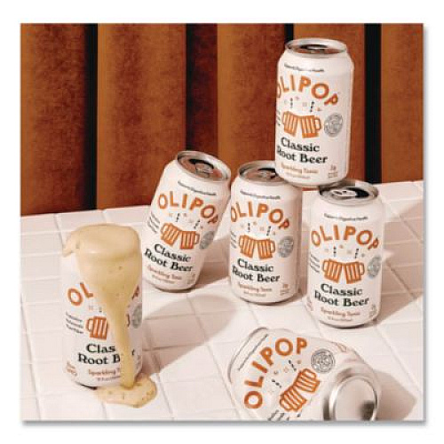 OLIPOP Prebiotic Soda, Root Beer, 12 oz Can, 12/Carton (ICO70288)