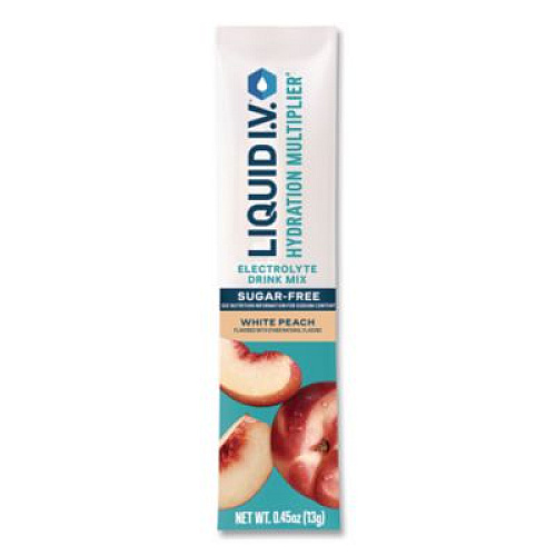LIQUID I.V. Sugar-Free Hydration Multiplier, 0.45 oz Stick, Sugar-Free White Peach, 15/Pack (EHC28674)