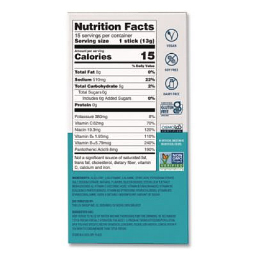 LIQUID I.V. Sugar-Free Hydration Multiplier, 0.45 oz Stick, Sugar-Free White Peach, 15/Pack (EHC28674)