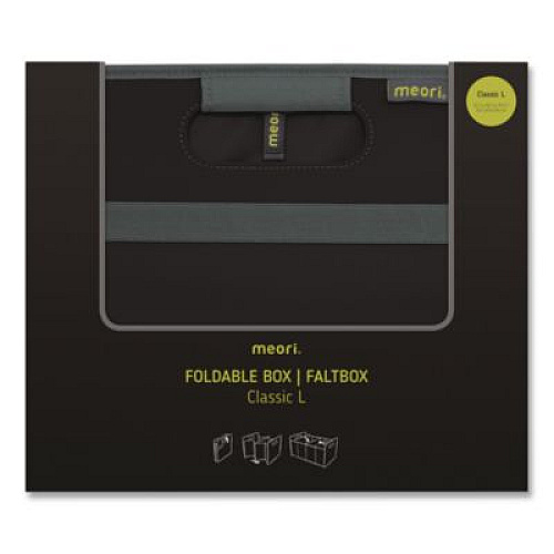 meori Classic Foldable Storage Box, Large, 2 Sections, 12.6 x 19.69 x 10.83, Lava Black (A100001)