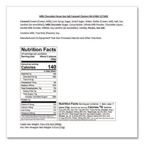 Sanders Small Batch Wonders Snack-Size Sea Salt Caramel Pecan Cluster, 48 Pieces, 24 oz Box (MRY27160)