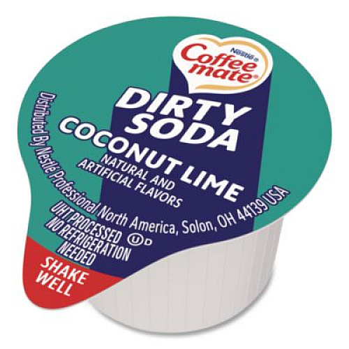 Coffee mate Dirty Soda Coconut Lime Dairy-Free Liquid Creamer, 0.38 oz Mini Cup, 50/Box (33540)