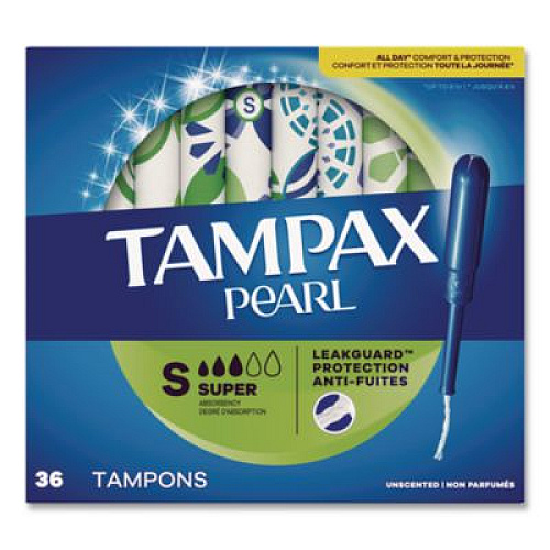 Tampax Pearl Tampons, Super Absorbency, 36/Pack (00370)