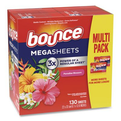 Bounce Fabric Softener Sheets, Paradise Blossom Scent, 130 Sheets/Pack (05151)