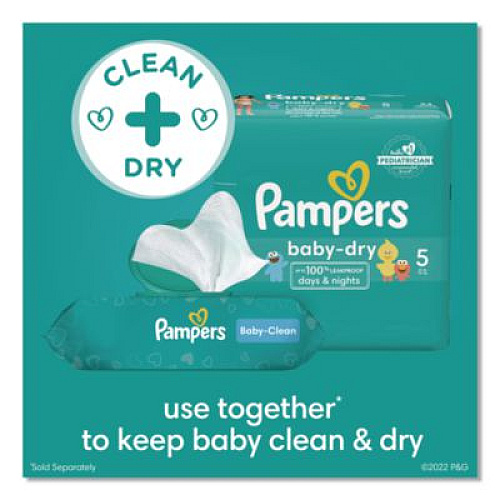 Pampers Baby-Clean Wipes, 6.7 x 7, Baby Fresh, White, 72 Wipes/Pack, 6 Packs/Carton (73278)