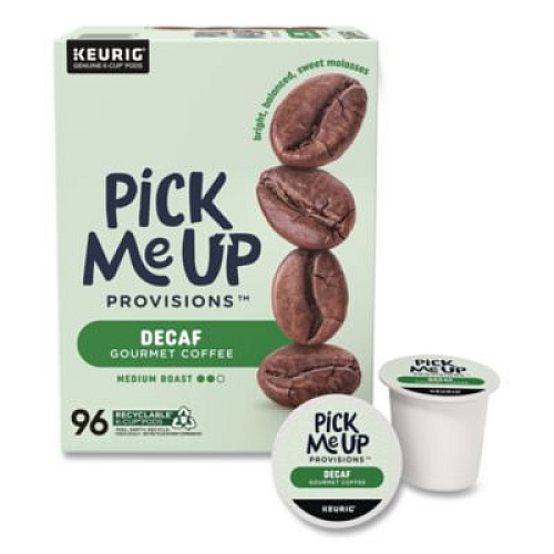 Pick Me Up Provisions Decaf Coffee K-Cups, Medium Roast, 96/Carton (PM62435CT)