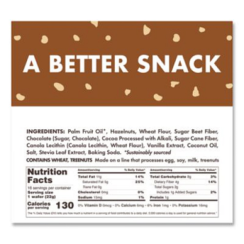 Rip Van Wafers, Chocolate Hazelnut, 0.78 oz Packet, 16/Box (RVW70519)