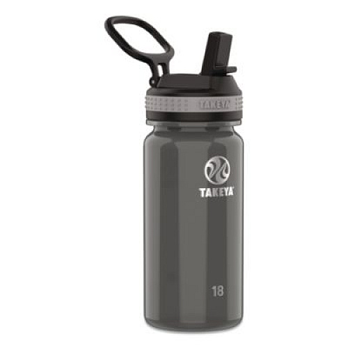 TAKEYA Tritan Plastic Water Bottle, 18 oz, 1 Royal Bottle, 1 Black Bottle, 2/Pack (51464)