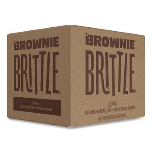 Sheila Gs Brownie Brittle Crunchy Brownie Snack Variety Pack, Chocolate Chip and Salted Caramel, 2 oz Bag, 20/Carton (KAR01416)