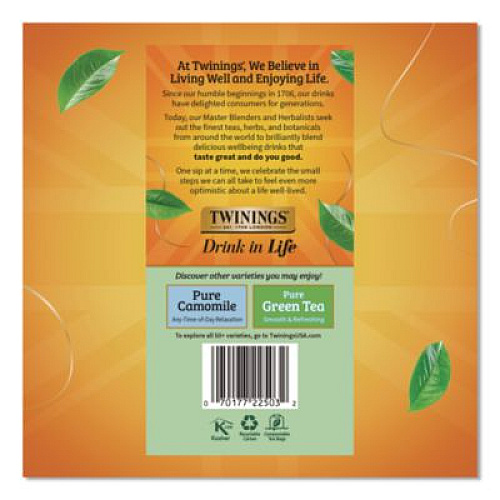 TWININGS Tea Bags, Pure Peppermint, 0.07 oz Tea Bag, 50/Box (TNA53650)