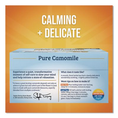 TWININGS Tea Bags, Pure Camomile, 0.05 oz Tea Bag, 50/Box (TNA53651)