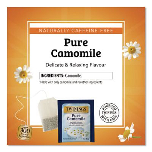 TWININGS Tea Bags, Pure Camomile, 0.05 oz Tea Bag, 50/Box (TNA53651)