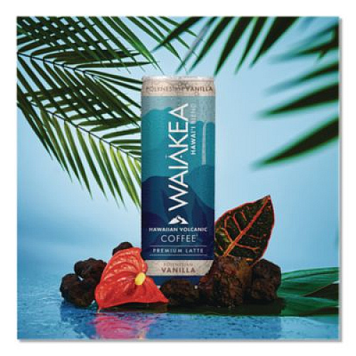 Waiakea Hawaiian Volcanic Cold Brew Coffee, Polynesian Vanilla, 11 oz Can, 12/Carton (NOV00610)