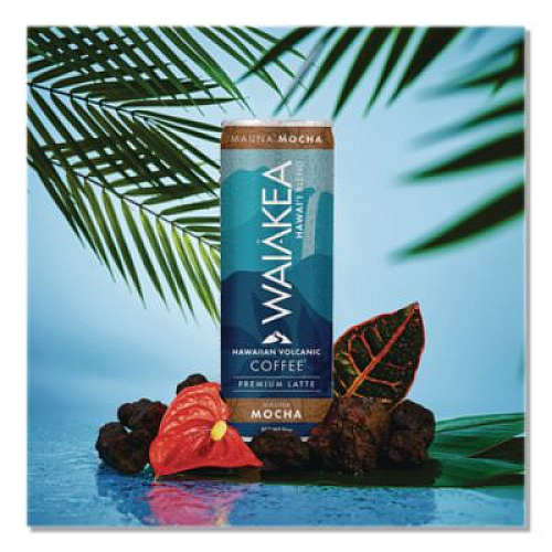 Waiakea Hawaiian Volcanic Cold Brew Coffee, Mauna Mocha, 11 oz Can, 12/Carton (NOV00627)