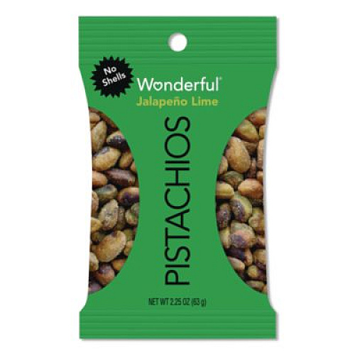Paramount Farms Wonderful Pistachios, Jalapeno Lime, 2.25 oz Pouch, 8/Box (PAR70154)