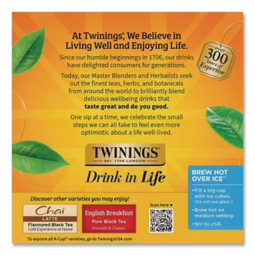 TWININGS Tea K-Cups, Earl Grey, 0.11 oz K-Cups, 24/Box (85783)