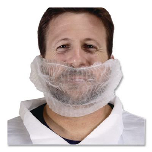AMBITEX BRD Series Polypropylene Beard Nets, One Size Fits Most, White, 100/Pack, 10 Packs/Carton (BRD1000)