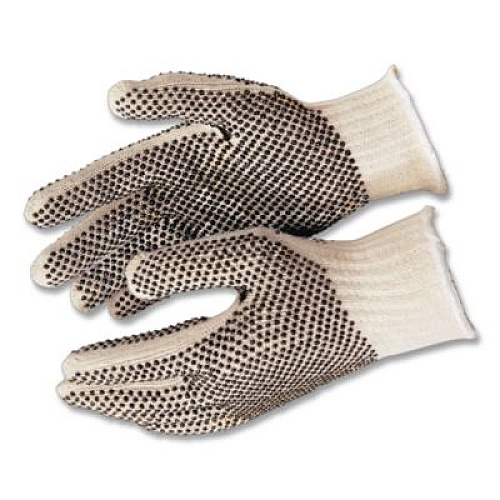 AMBITEX Pro PVC-Dotted String-Knit Gloves, Medium, White/Black, 12 Pairs (CTPS400MN1SD)