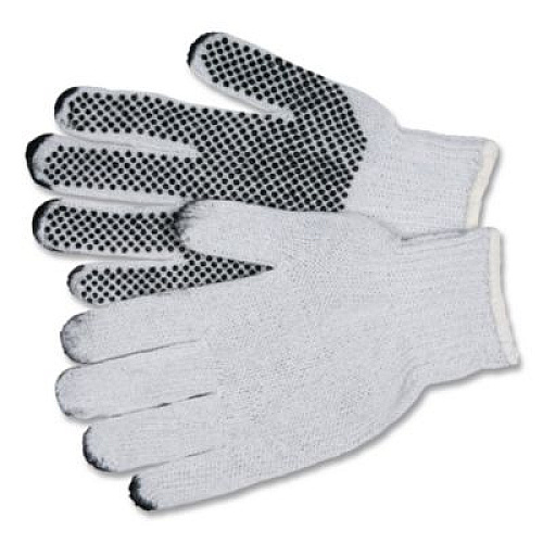 AMBITEX Pro PVC-Dotted String-Knit Gloves, Medium, White/Black, 12 Pairs (CTPS400MN1SD)
