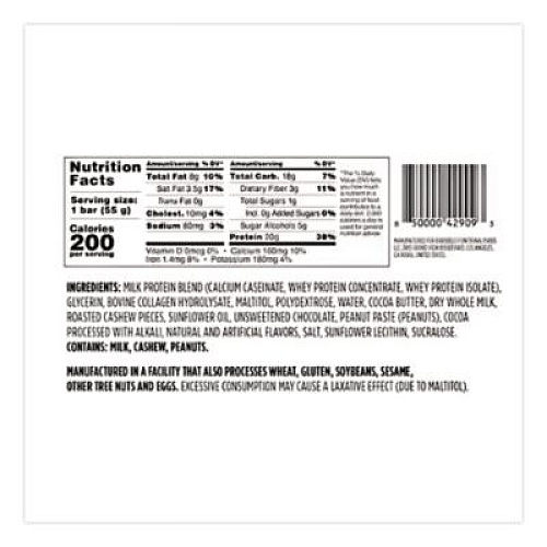 Barebells Caramel Cashew Protein Bars, 1.94 oz Individually Wrapped, 12/Box (VTN42966)