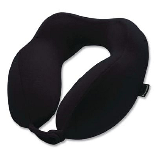 Brookstone Memory Foam Fabric Travel Pillow, One Size Fits Most, 9.84 x 5.5 x 11, Black (BNPM0001)