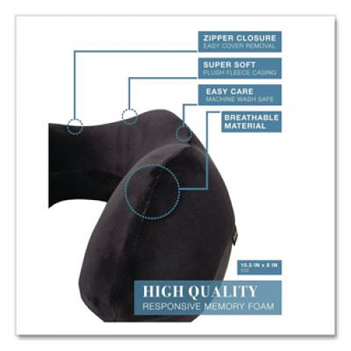 Brookstone Memory Foam Fabric Travel Pillow, One Size Fits Most, 9.84 x 5.5 x 11, Black (BNPM0001)