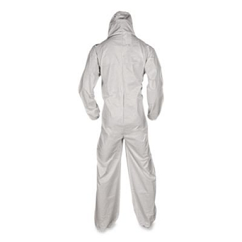 KleenGuard A35 Liquid and Particle Protection Coveralls, Zipper Front, Hooded, Elastic Wrists and Ankles, 3X-Large, White, 25/Carton (38942)