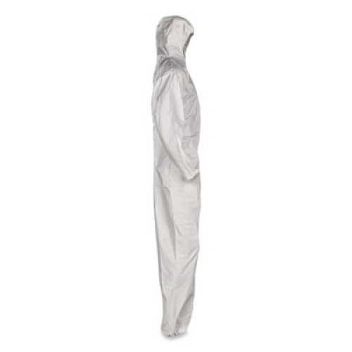 KleenGuard A35 Liquid and Particle Protection Coveralls, Zipper Front, Hooded, Elastic Wrists and Ankles, 3X-Large, White, 25/Carton (38942)