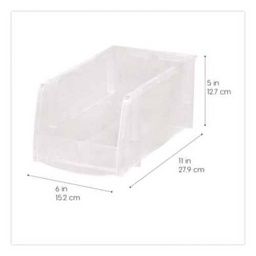 IRIS Stackable Plastic Storage Bin. Medium, 1.6 qt, 6 x 11 x 5, Clear (200528)